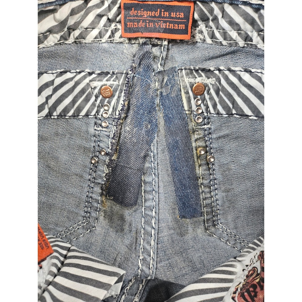 Rock Revival Calie Skinny Jeans Womens 27 Medium Wash Embroidered Studded Flawed - Picture 6 of 17